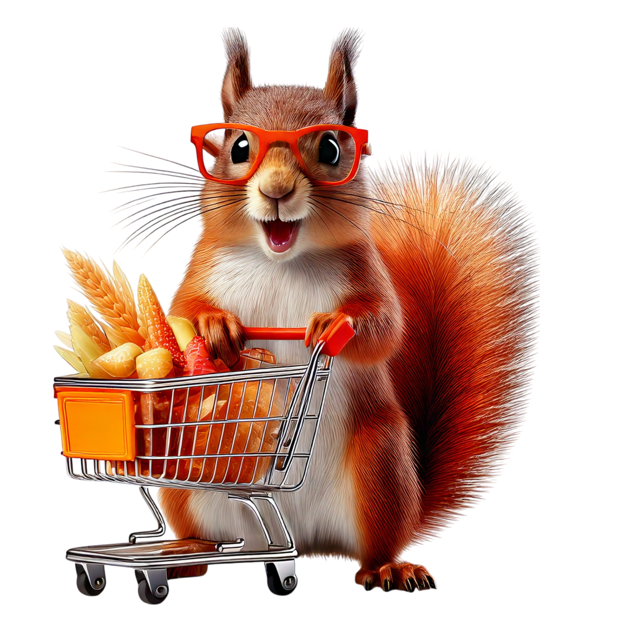 Squirrel shopping trolley cutout